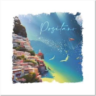 Positano Surrealistic Painting Posters and Art